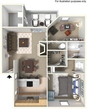 2 Bed 1 Bath 1030 floor plan